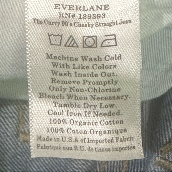 Everlane Curvy 90s Cheeky Straight Jeans Blue Ankle Organic Cotton Rigid - Picture 8 of 8